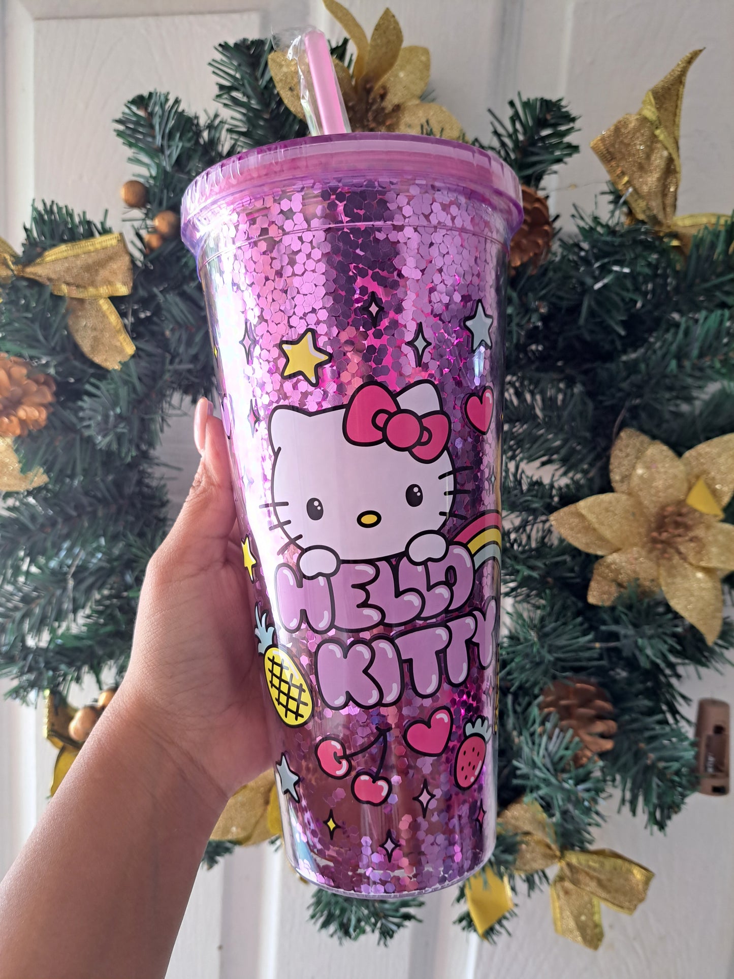 Botella tamaño grande acrílica hello kitty